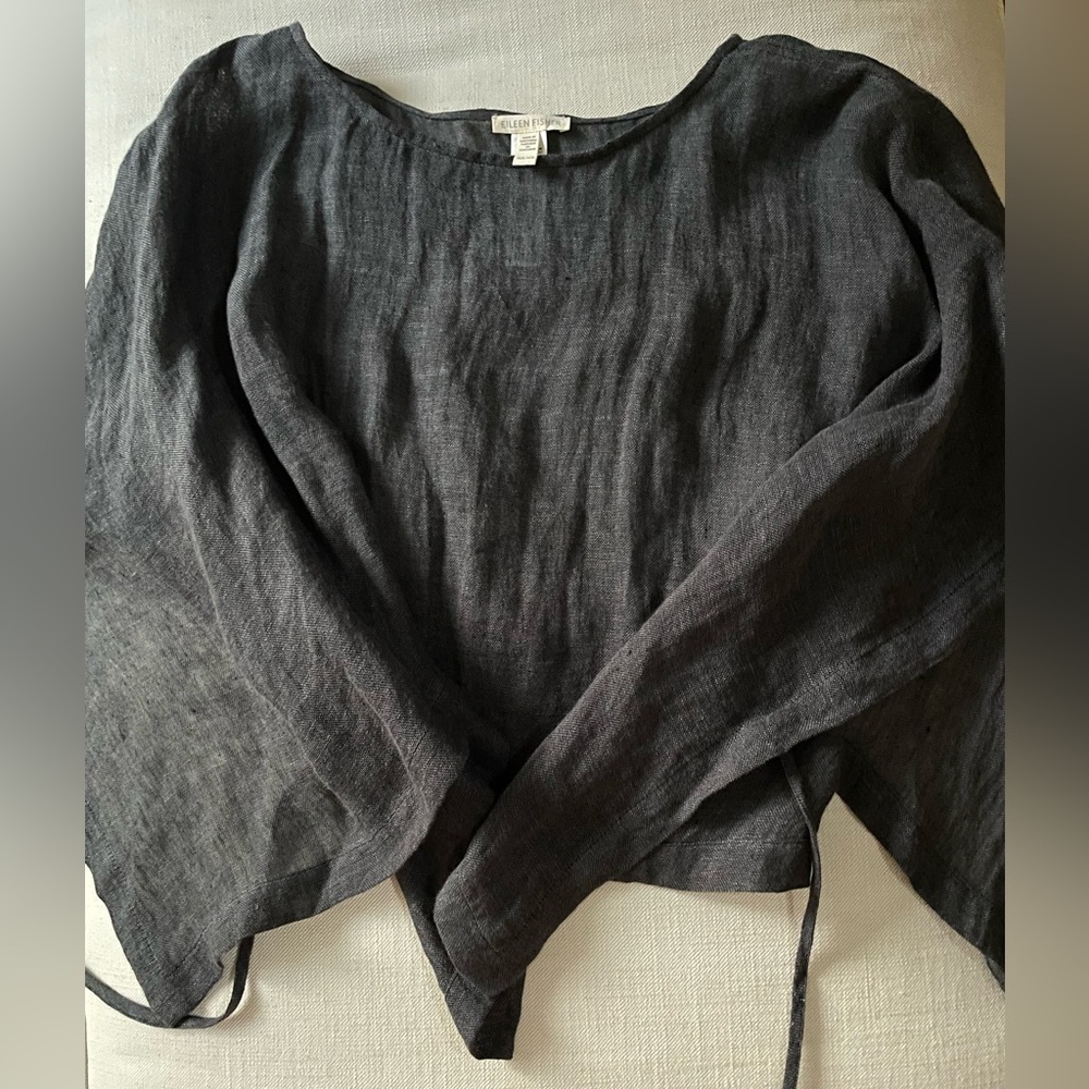 Eileen Fisher linen poncho top with ties. Excellent condition.